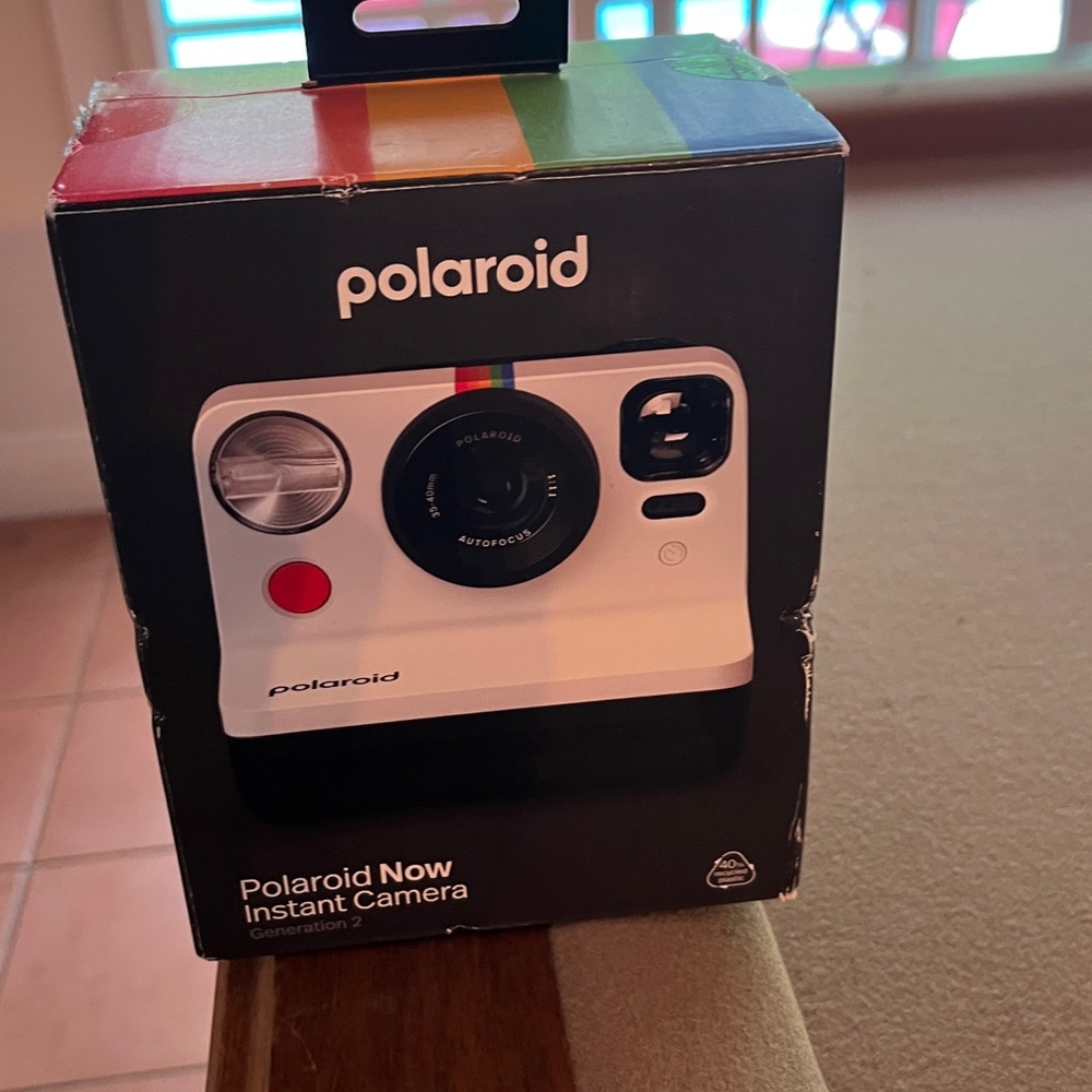 Polaroid Now Instant Camera with Rainbow Stripe